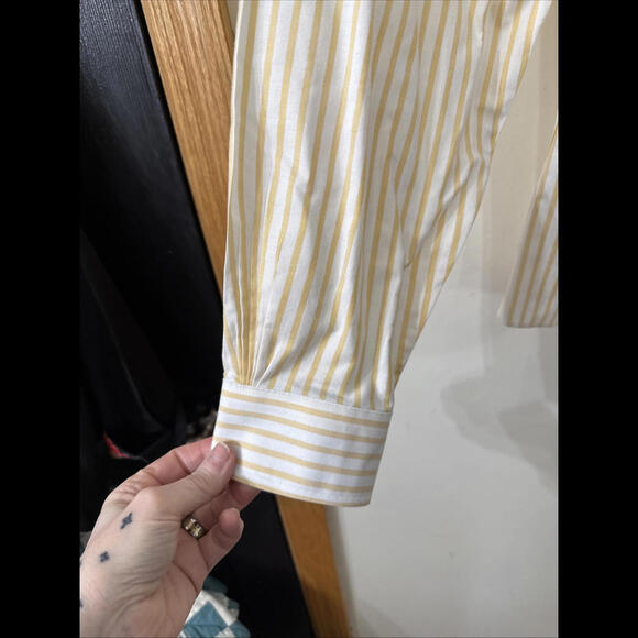 Brooks Brothers Button Down Shirt Mens XL Non Iron Supima Cotton Logo Yellow - Picture 5 of 8